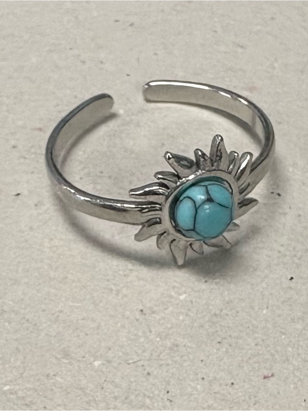 Adjustable silver and turquoise ring